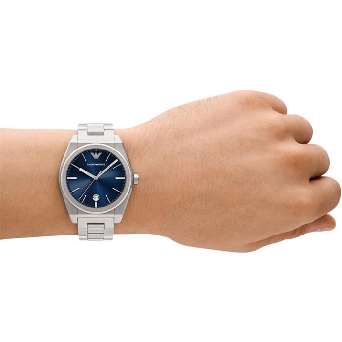 Reloj Armani Federico Plateado y Azul Analógico AR11620