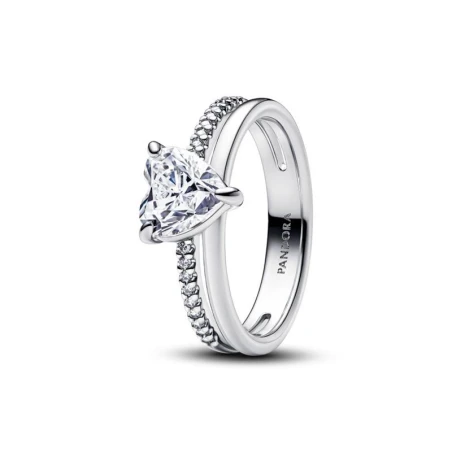Anillo Pandora Corazón Doble Banda 193100C01