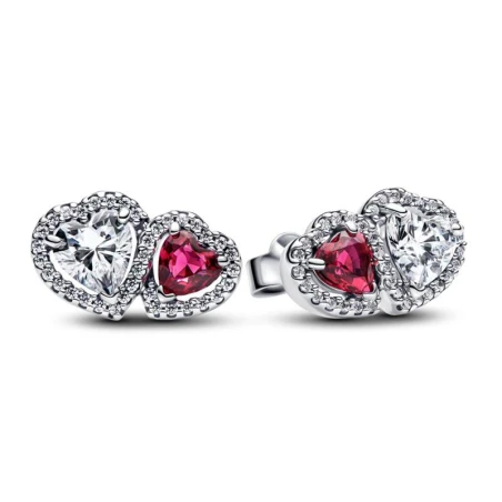 Pendientes Pandora Halo Corazones 293633C01