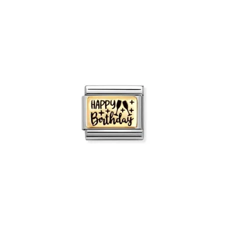 Composable Classic PLACAS (IC) en acero y oro 750 Happy Birthday