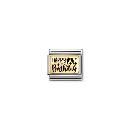 Composable Classic PLACAS (IC) en acero y oro 750 Happy Birthday