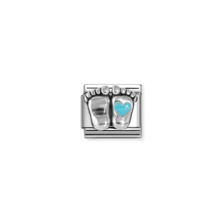 Composable Classic SIMBOLOS en acero, es y plata 925 Piecescitos redondeados azules