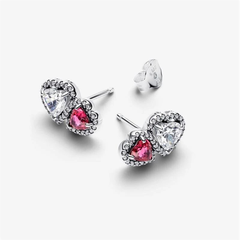 Pendientes Pandora Halo Corazones 293633C01