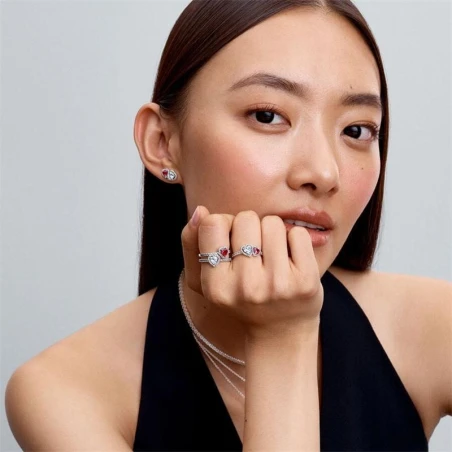 Anillo Pandora Corazones Halo Brillante 193662C01