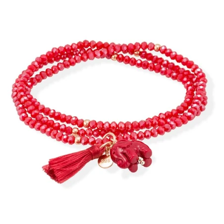 Pulsera Marina García Zen Rojo Plata Baño Oro Rosa y Elefante 90493UE