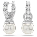 Pendientes Swarovski Matrix Baño Rodio, Cristales Blancos y Perla 5691716