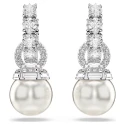 Pendientes Swarovski Matrix Baño Rodio, Cristales Blancos y Perla 5691716