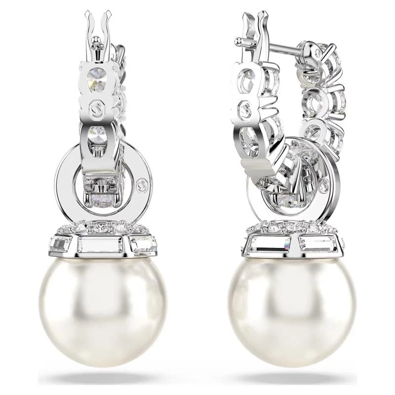 Pendientes Swarovski Matrix Baño Rodio, Cristales Blancos y Perla 5691716