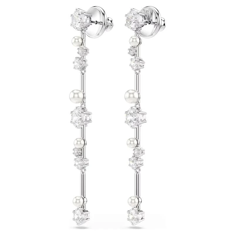 Pendientes Swarovski Constella Baño Rodio, Cristales Blancos y Perlas 5705614