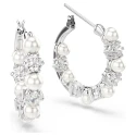 Pendientes Swarovski Matrix Aro Baño Rodio, Cristales Blancos y Perlas 5709256