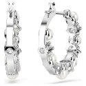 Pendientes Swarovski Matrix Aro Baño Rodio, Cristales Blancos y Perlas 5709256