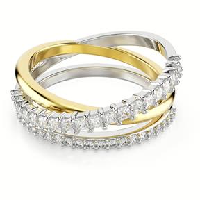 Anillo Swarovski Hipérbola Baño Rodio y Oro y Cristales Blancos 5714163