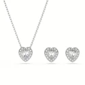 Conjunto Gargantilla y Pendientes Swarovski Corazones Baño Rodio y Cristales Blancos 5720849