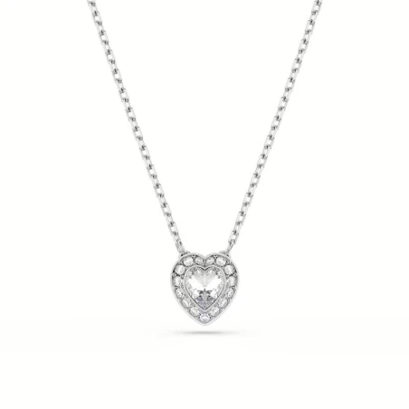 Conjunto Gargantilla y Pendientes Swarovski Corazones Baño Rodio y Cristales Blancos 5720849