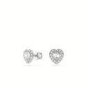 Conjunto Gargantilla y Pendientes Swarovski Corazones Baño Rodio y Cristales Blancos 5720849