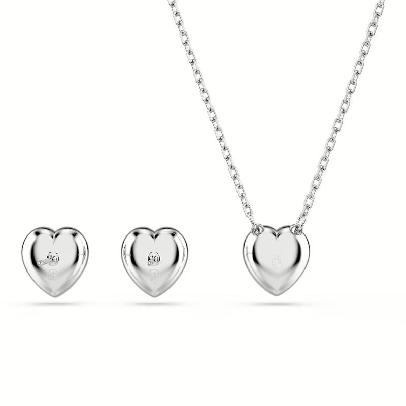 Conjunto Gargantilla y Pendientes Swarovski Corazones Baño Rodio y Cristales Blancos 5720849
