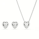 Conjunto Gargantilla y Pendientes Swarovski Corazones Baño Rodio y Cristales Blancos 5720849