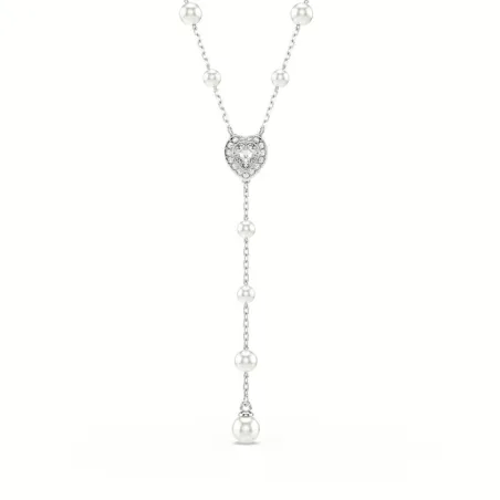 Gargantilla Swarovski Corazón Baño Rodio, Cristales Blancos y Perlas 5720855