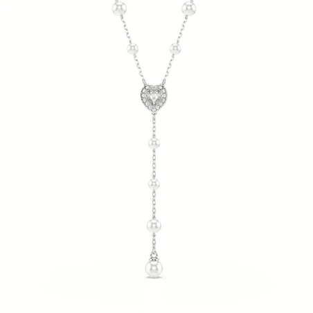 Gargantilla Swarovski Corazón Baño Rodio, Cristales Blancos y Perlas 5720855