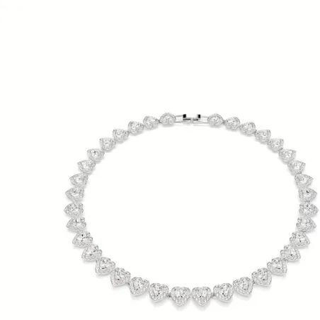 Collar Swarovski Angelic Corazones Baño Rodio y Cristales Blancos 5720857