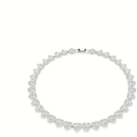 Collar Swarovski Angelic Corazones Baño Rodio y Cristales Blancos 5720857