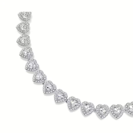 Collar Swarovski Angelic Corazones Baño Rodio y Cristales Blancos 5720857