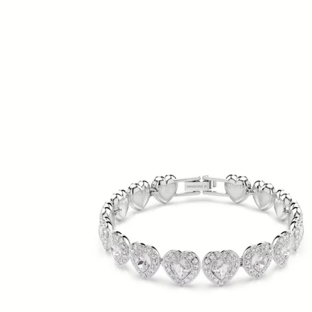 Pulsera Swarovski Angelic Corazones Baño Rodio y Cristales Blancos 5720860