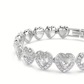 Pulsera Swarovski Angelic Corazones Baño Rodio y Cristales Blancos 5720860 2