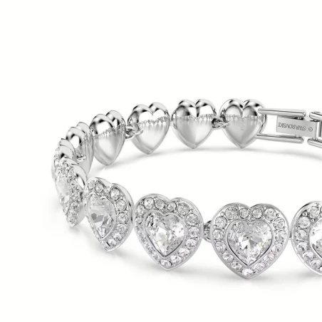 Pulsera Swarovski Angelic Corazones Baño Rodio y Cristales Blancos 5720860