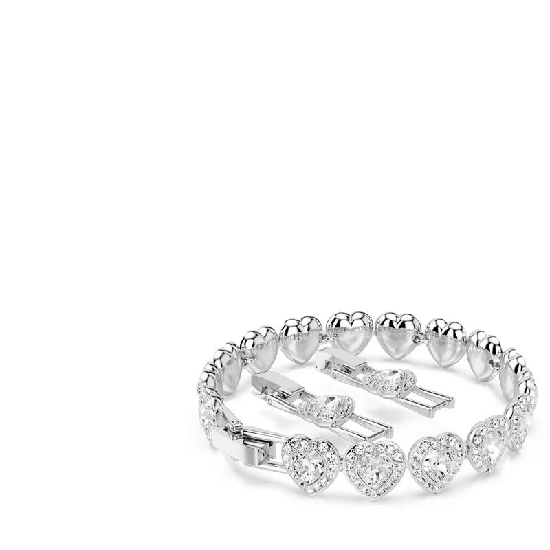 Pulsera Swarovski Angelic Corazones Baño Rodio y Cristales Blancos 5720860