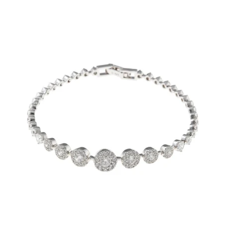 Pulsera Salvatore Weeding Plata Baño Rodio y Circonitas Blancas 136P0245