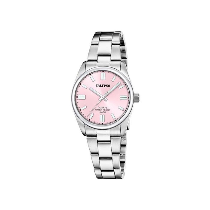 Reloj Calypso Basic Plateado y Rosa Analógico Mujer K5863/5