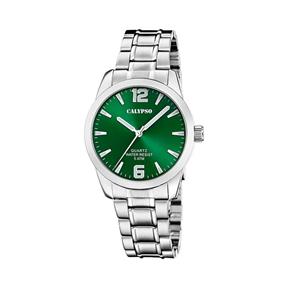 Reloj Calypso Basic Plateado y Verde Analógico Hombre K5866/5