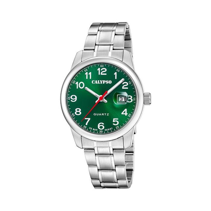 Reloj Calypso Basic Plateado y Verde Analógico Hombre K5872/5