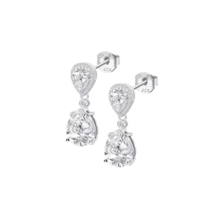 Pendientes Lotus Sivler Plata y Cristales Blancos LP3788-4/1
