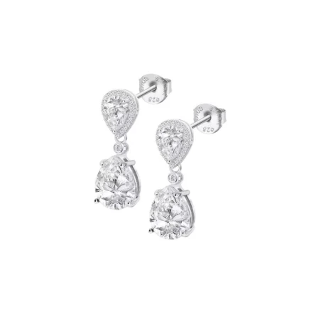 Pendientes Lotus Sivler Plata y Cristales Blancos LP3788-4/1