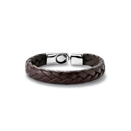 Pulsera UNOde50 Ser Natural Cuero Trenzado Negro y Baño Plata Hombre PUL2455MARMTL0L