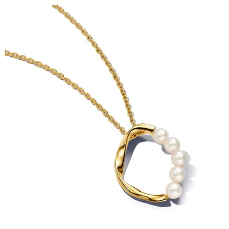 Gargantilla Pandora Círculo Forma Orgánica Baño Oro y Perlas 363254C01-60