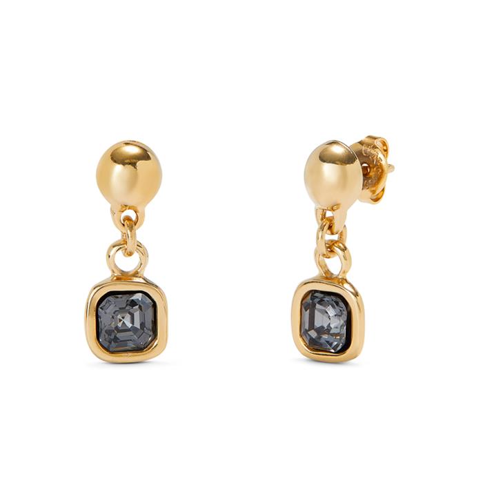 Pendientes UNOde50 Ser Expresiva Baño Oro y Cristal Negro Facetado PEN0998NGRORO0U