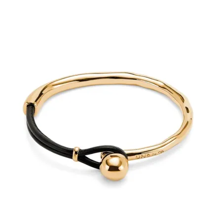 Pulsera UNOde50 Ser Intrépida Cuero Negro y Baño Oro PUL2551MROORO0M