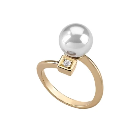 Anillo Majorica Auva Plata Baño Oro, Circonita y Perla Blanca 12261.01.1.992.010.1