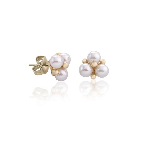 Pendientes Majorica Tu & Yo Plata Baño Oro y 3 Perlas Blancas 15297.01.1.000.010.1