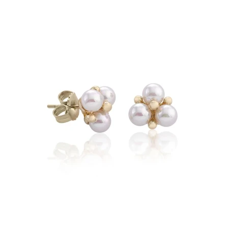 Pendientes Majorica Tu & Yo Plata Baño Oro y 3 Perlas Blancas 15297.01.1.000.010.1