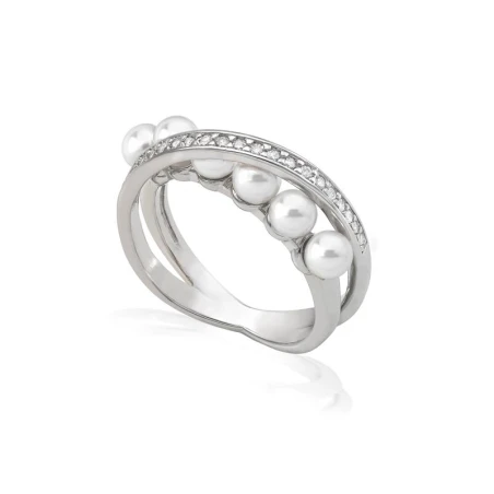 Anillo Majorica Exquisite Plata Baño Rodio, Circonits y Perlas 16047.01.2.913.010.1