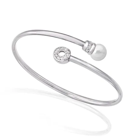 Pulsera Majorica Alina Plata Baño Rodio y Perla 8mm 16344.01.2.000.010.1