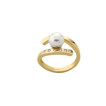 Anillo Majorica Selene Plata Baño Oro, Circonitas y Perla 8mm 08869.01.1.992.700.1