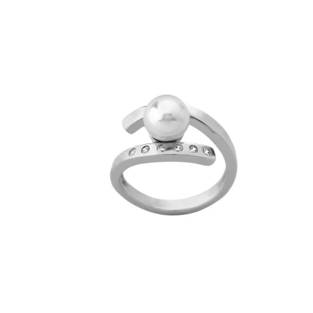 Anillo Majorica Selene Plata Baño Rodio, Circonitas y Perla 8mm 08869.01.2.992.700.1