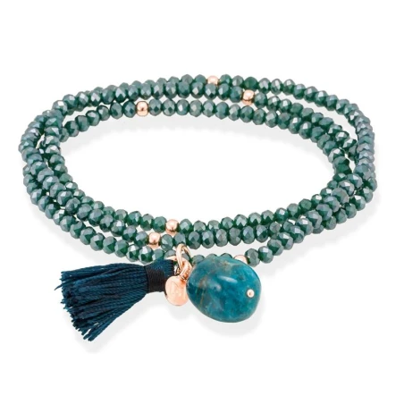 Pulsera Marina García Zen Azul Plata Baño Oro Rosa y Apatito 90494UA