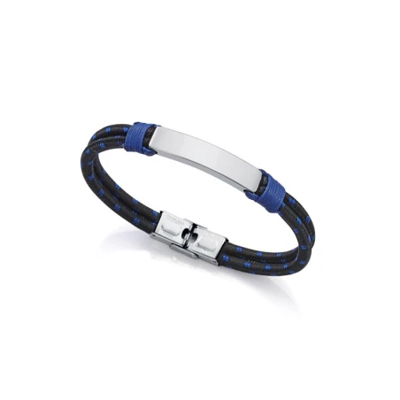 Pulsera Viceroy Fashion Heat Hombre Cordón Negro y Azul y Acero Inoxidable 75296P01013