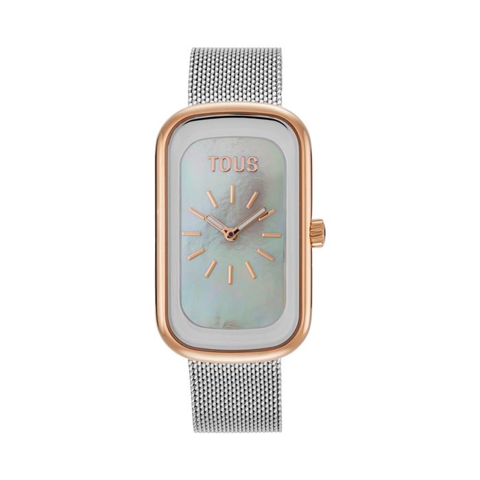 Reloj Tous Watches T-Band Club Malla Acero Plateado y Rosado y Nácar Mujer 3000140500